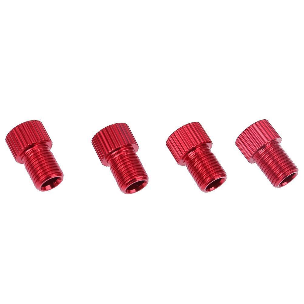 4pcs Presta to Shrader Bicycle Road Bike Valve Adapters Converters (Red)
