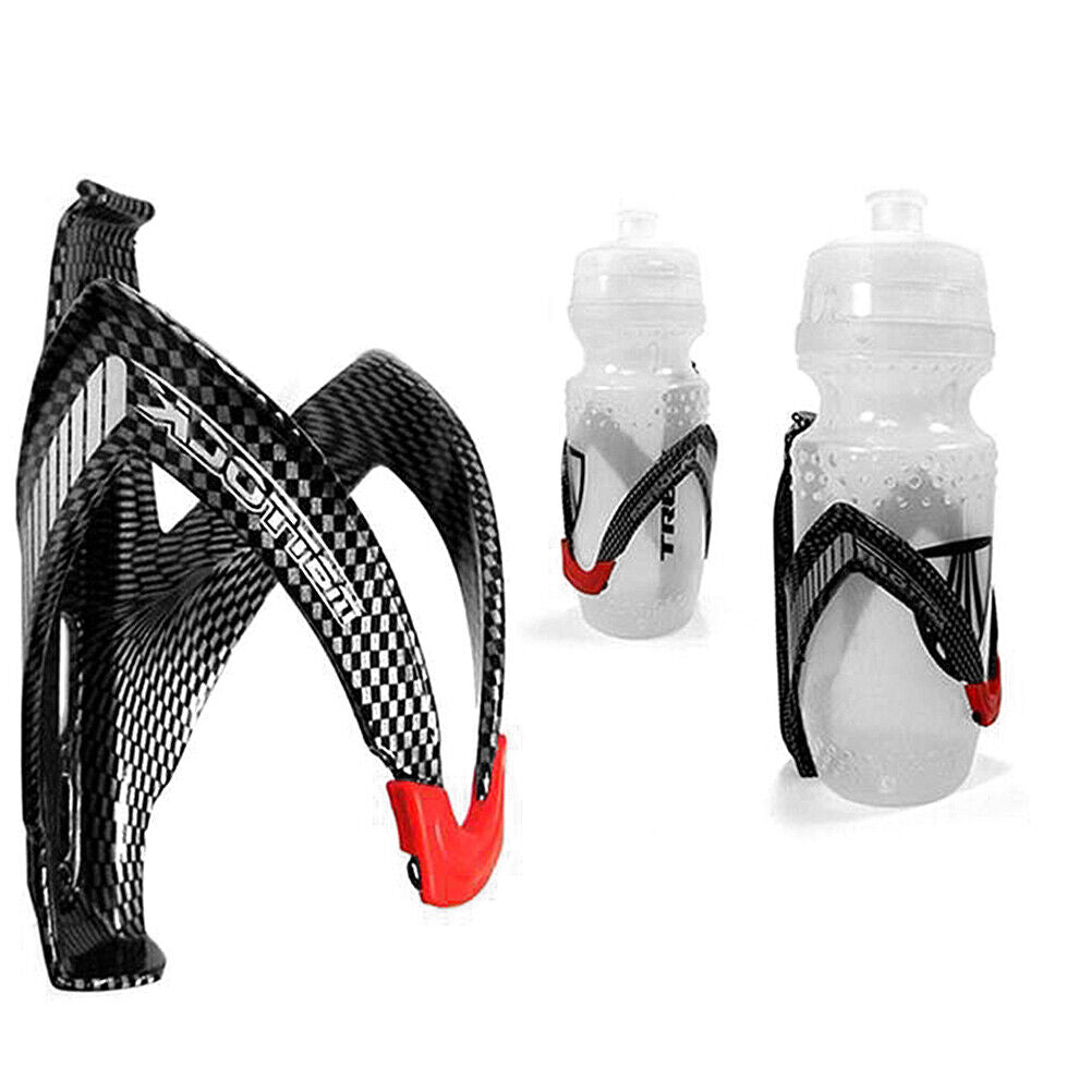 Bicycle Water Bottle Holder Road Bike Fiber Glass Drink Kettle Cage (Red)