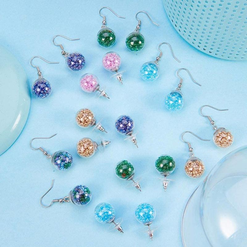 1 Set Delicate Chic DIY Jewelry Necklace Ear Studs Earring Findings Glass Beads