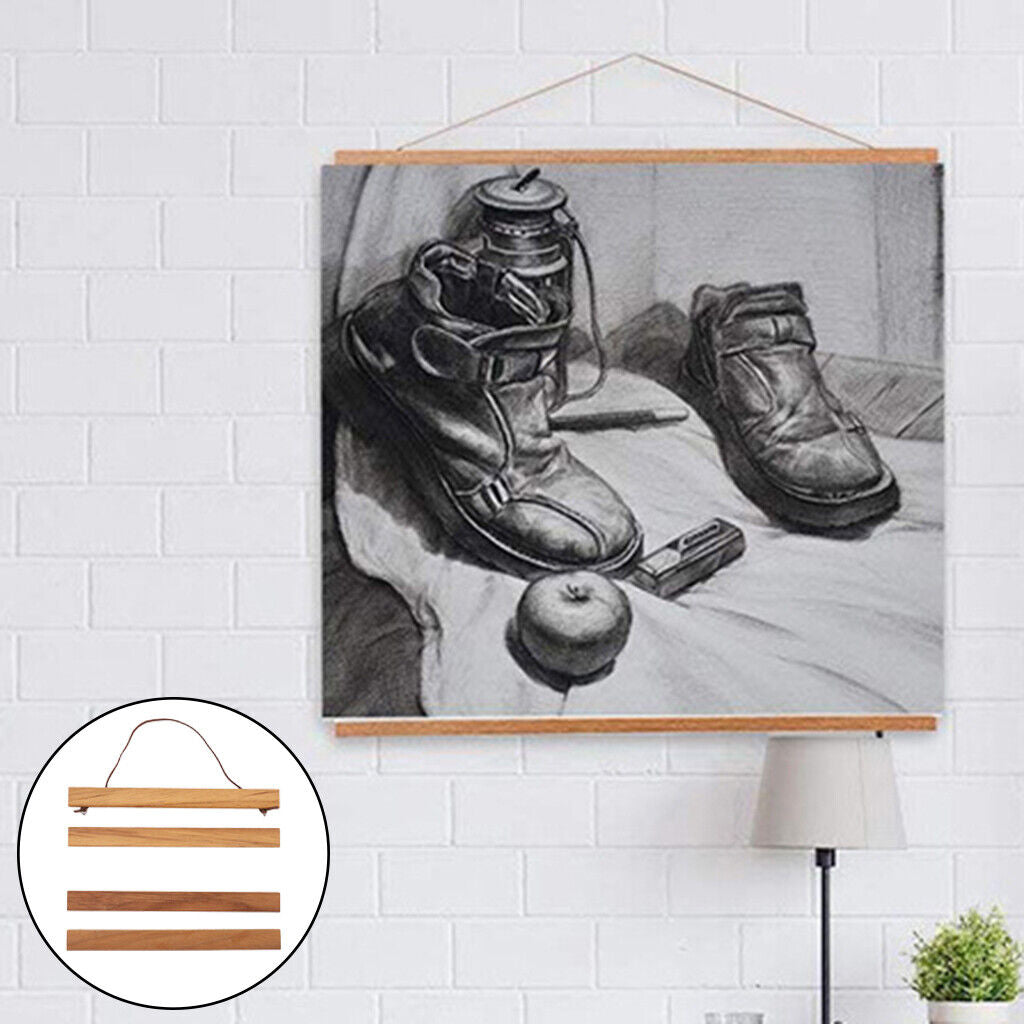 Poster Hanger Magnetic s 8'' Teak Hanging  for Canvas decor for art