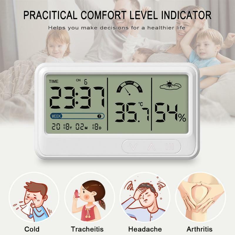 Accurate Humidity Gauge Temperature Monitor Meter with Time/Date Display Home