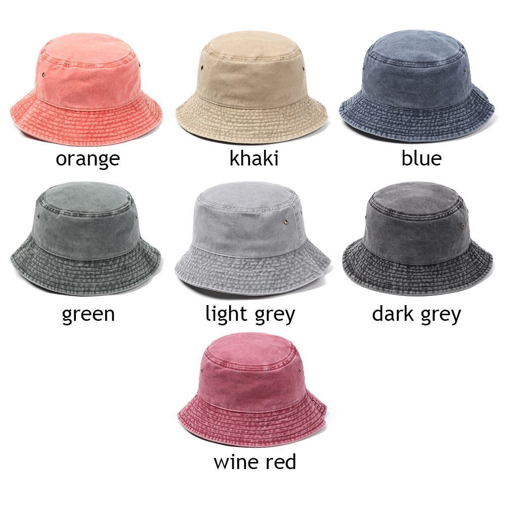 Sunscreen Women Men Foldable Fisherman Cap Denim Washed Bucket Hat Sun Hat