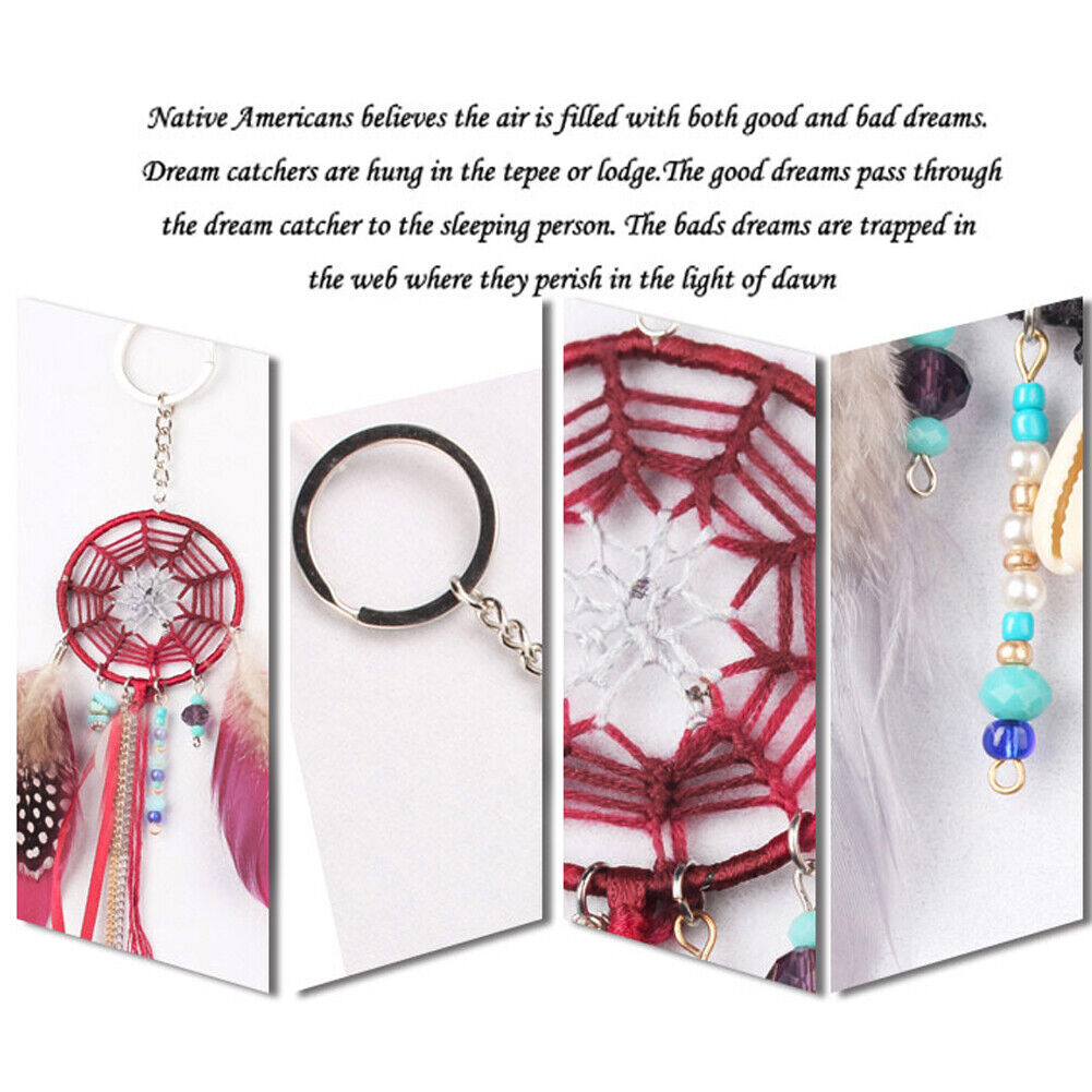 Feather Bead Dream Catcher Bag Purse Clutch Keyring Key Chain Ring Keychain