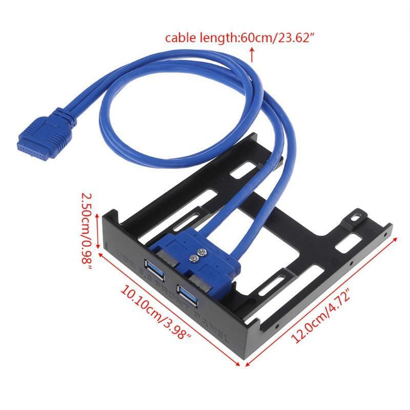 20 Pin 3.5" Floppy Bay Front Panel 2 Ports USB 3.0 Expansion Adapter Connector
