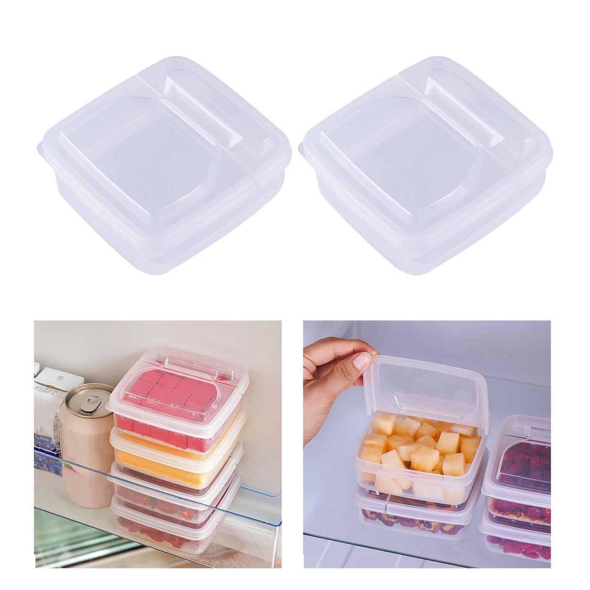 2Pcs Refrigerator Container Airtight Plastic Storage Containers Food