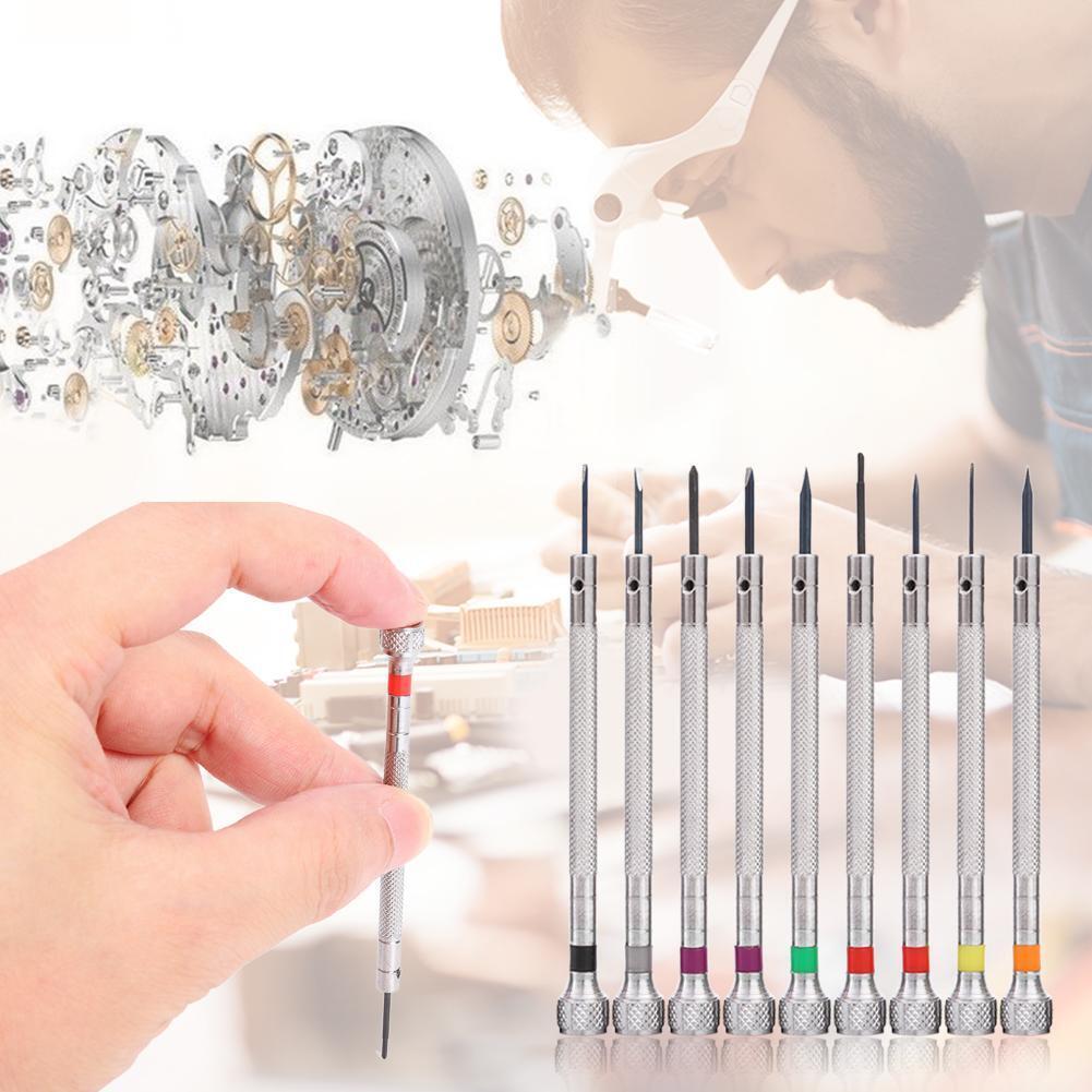 9pcs/Set Watch Repair Rotary Base Spring Bar Screwdriver Watchmaker Tool