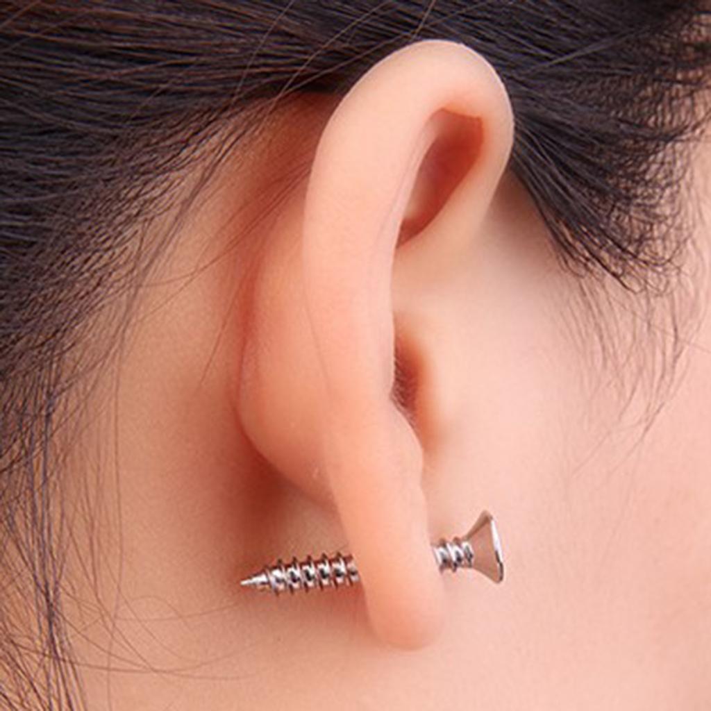 6 Pairs Stainless Steel Womens Mens Screw Stud Earrings Pierced Tunnel