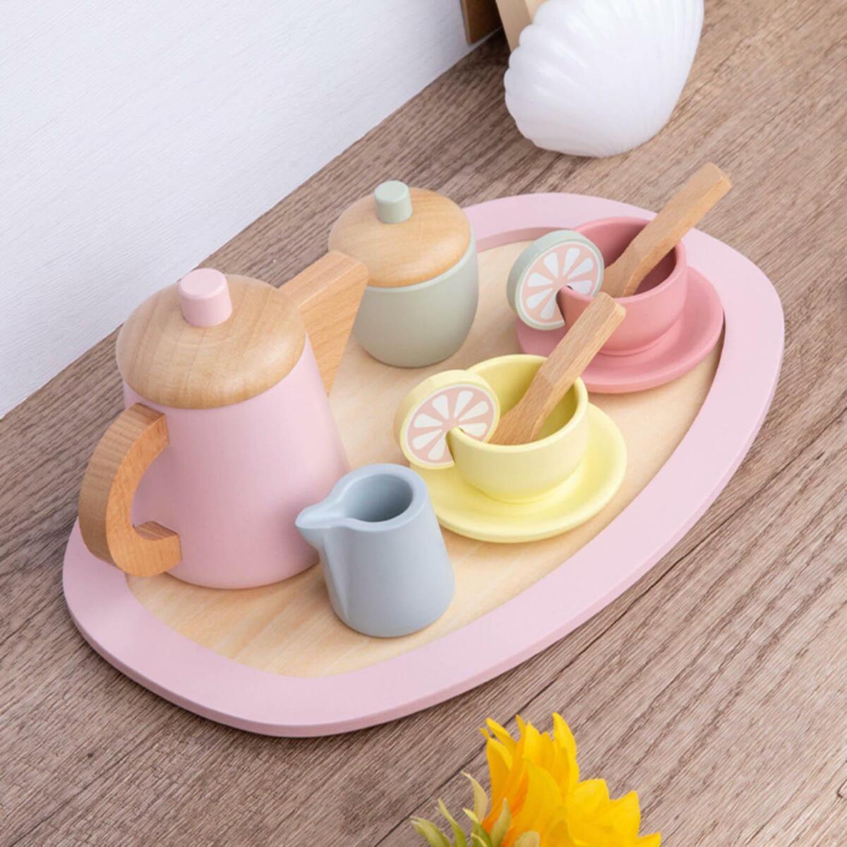 Wooden Tea Party Set   with Accessories for Toddlers