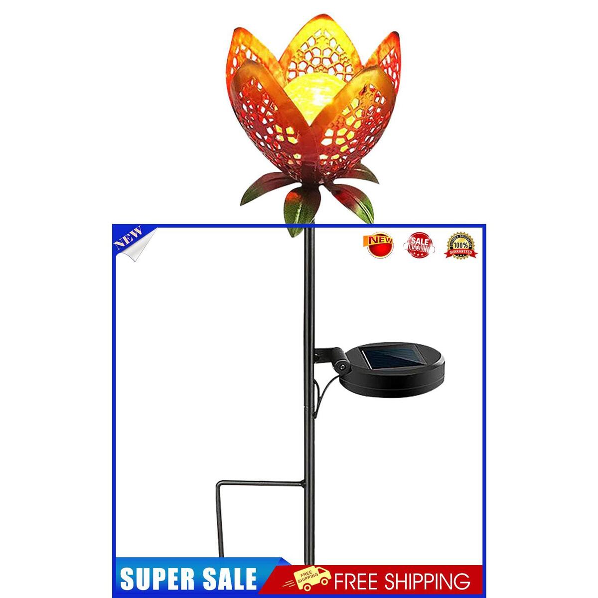 Flowers Solar Lights, Garden Stake Metal Art Lamp, Waterproof for Outdoor