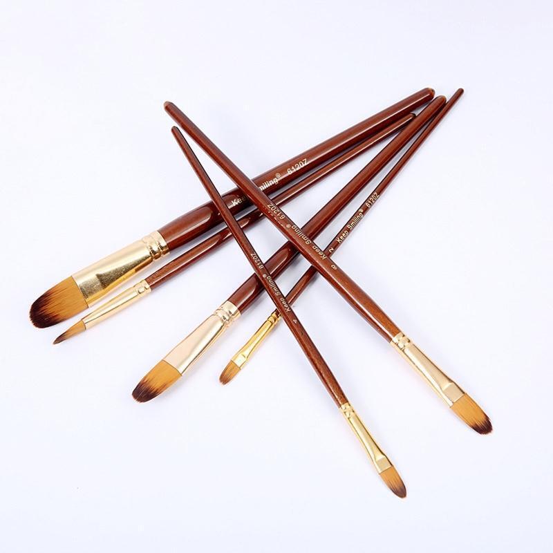 6 Pcs Nylon Hair Painting Brush Set Professional Painting Paintbrushes Kits