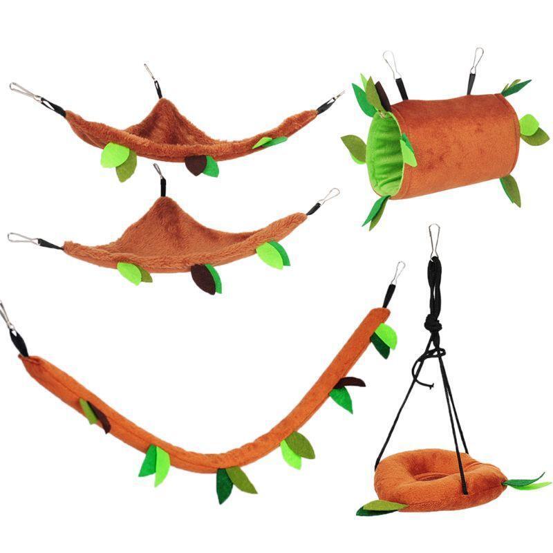 Hanging Hamster Tube Hammock Swinging Nest for Chinchilla Parrot Guinea Pig 5PCS