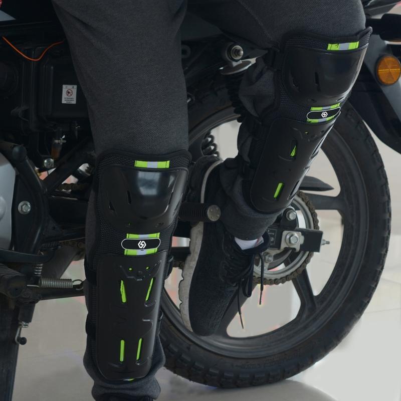 4PCS Motorcycle Knee Pads Elbow Leggings Motocross Cycling Night Reflective Safe