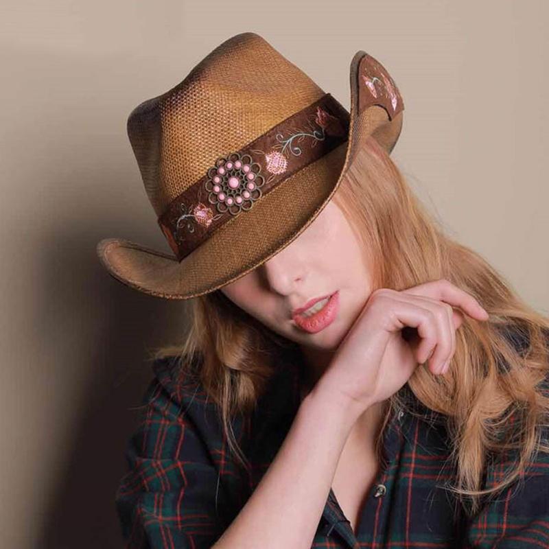 Women Girls Cowboy Hat for Spring Summer Elegant Lady Jazz Large Brim Hat