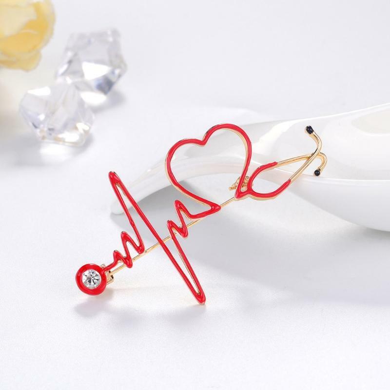 Medical Medicine Lapel Pin Electrocardiogram Brooch for DIY Hat Cloth Decoration