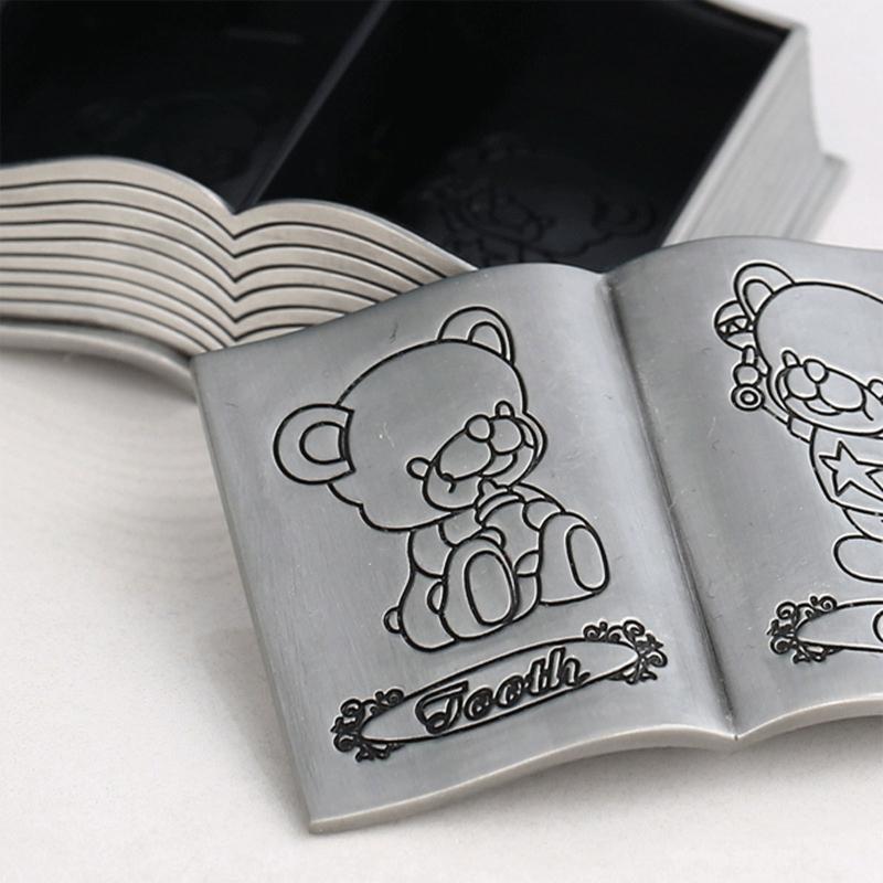 Baby First Tooth and Curl Keepsake Box with Lid Cute Bear Book Shape Kids Gifts