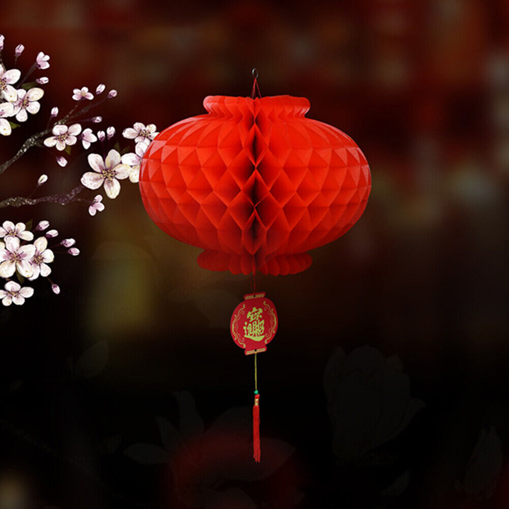 Plastic Chinese Red Paper Lantern Honeycomb New Year Decoration (A)