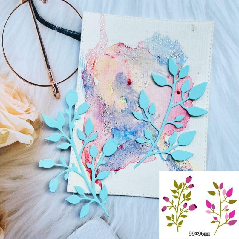 1 Set Flowerbud Leaves Metal Cutting Dies Embossing Stencil DIY Album Template