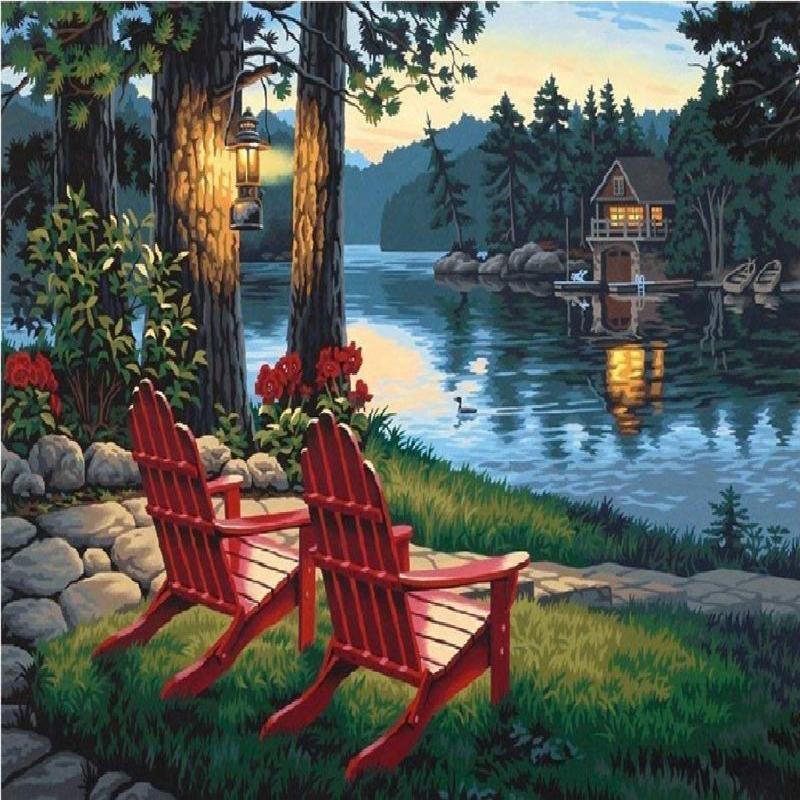 Chair Scenery 5D DIY Full Diamond Painting Embroidery Cross Stitch Kit Room Home