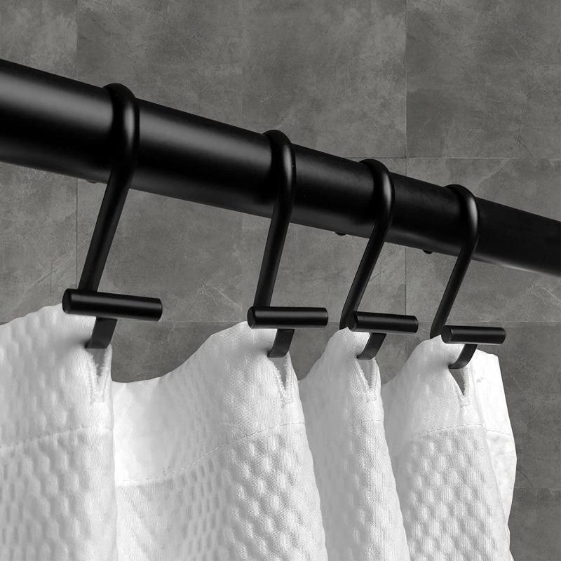 S Shaped Shower Curtain Hooks 12pcs with Cylinder and Bead Metal Iron Hanger