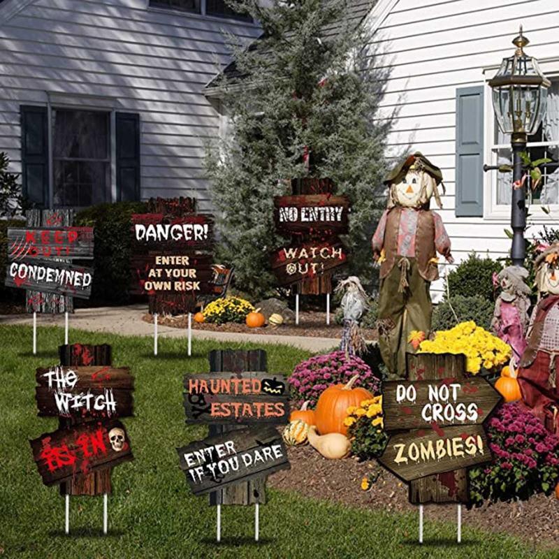 Halloween Yard Signs Set of 6 Spooky Night Home Courtyard Pathway Decoration