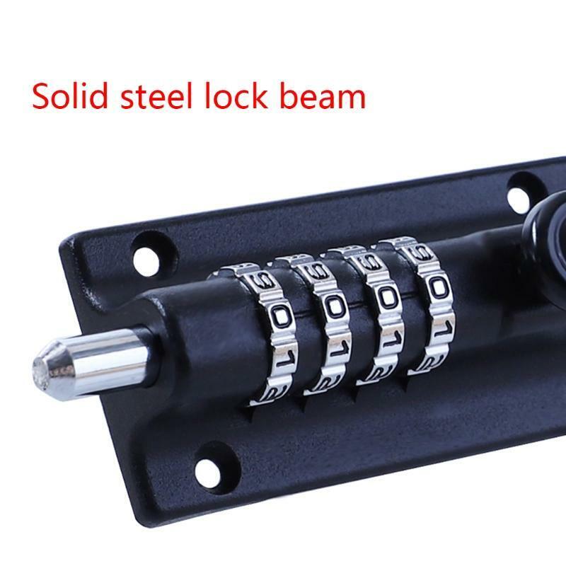 Sliding Bolt Lock Combination - 4 Digit Pin Code Dial and Black Finish Bolt Lock