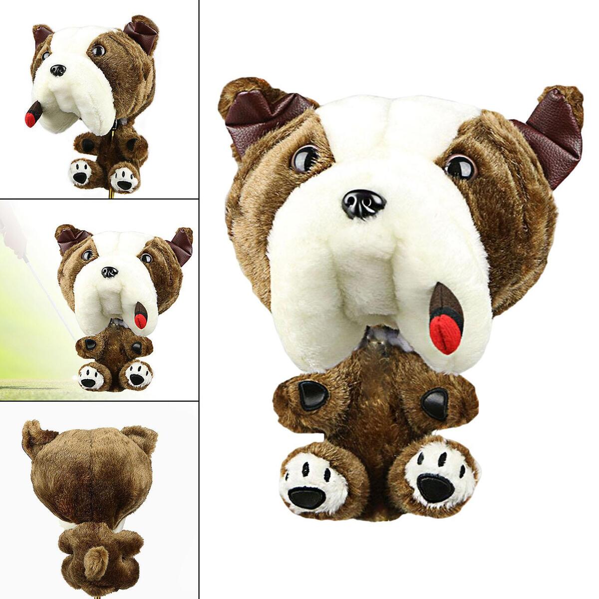 Funny Golf Club Head Cover Protection Plush Dog Shaped Golf Wood Headcover