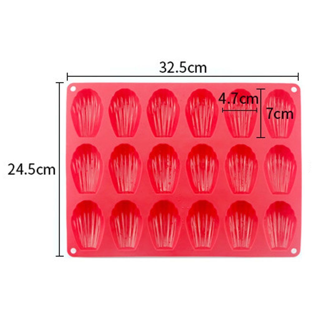 Biscuit Brick Red Cookie Shell Shape Madeleine Silicone 18 Cavity Cake Mold