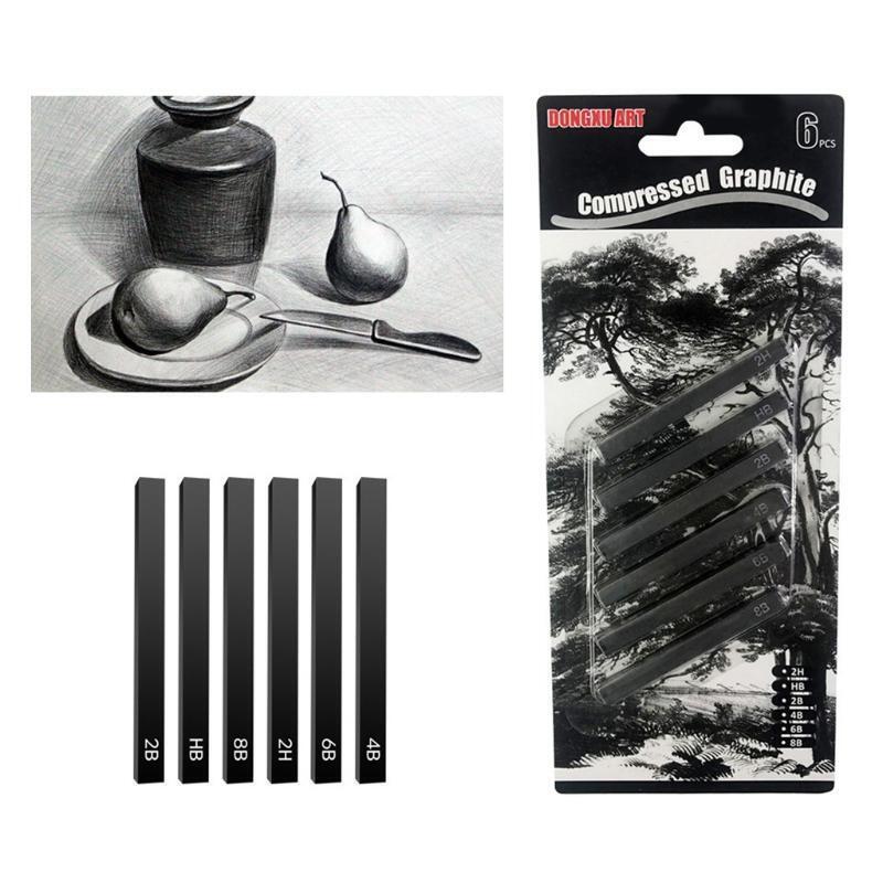 Charcoal Sticks 6x Sketching Shading Compressed Pencils Set for Artists Beginner