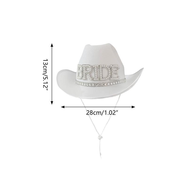 Creative Bride Letter Cowgirl Hat Wide Brim Western Style Comfort for Wedding