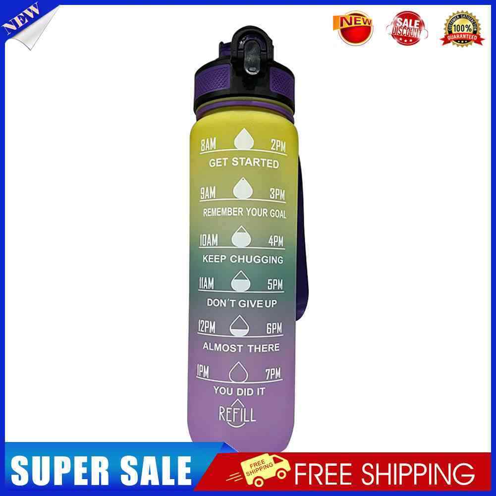 1L Sports Water Bottle with Marker Large Capacity Fitness Drink Cups (B)
