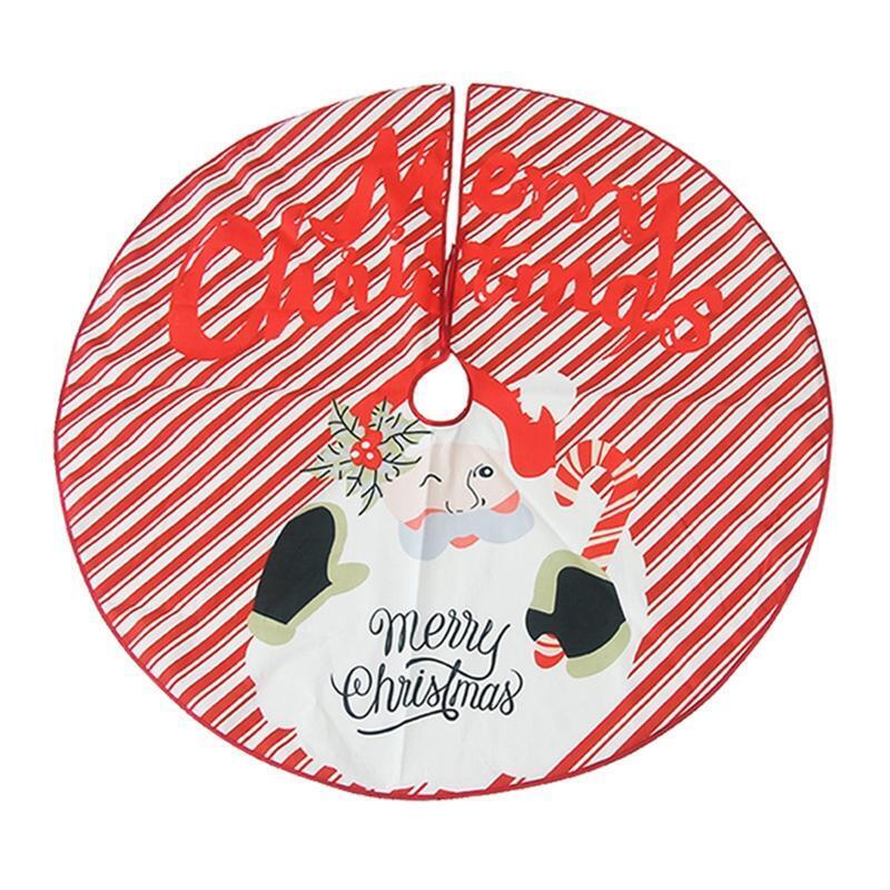Christmas Tree Skirt Santa Print Pattern Xmas Tree Skirt Cover for Holiday Party