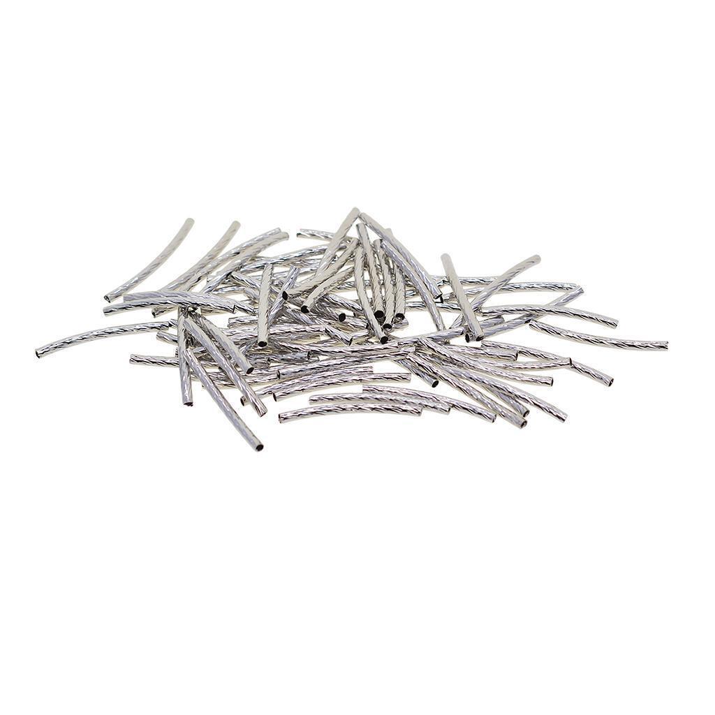 400Piece Engraved Curved Tube Noodle  Jewelry Making 25x2mm