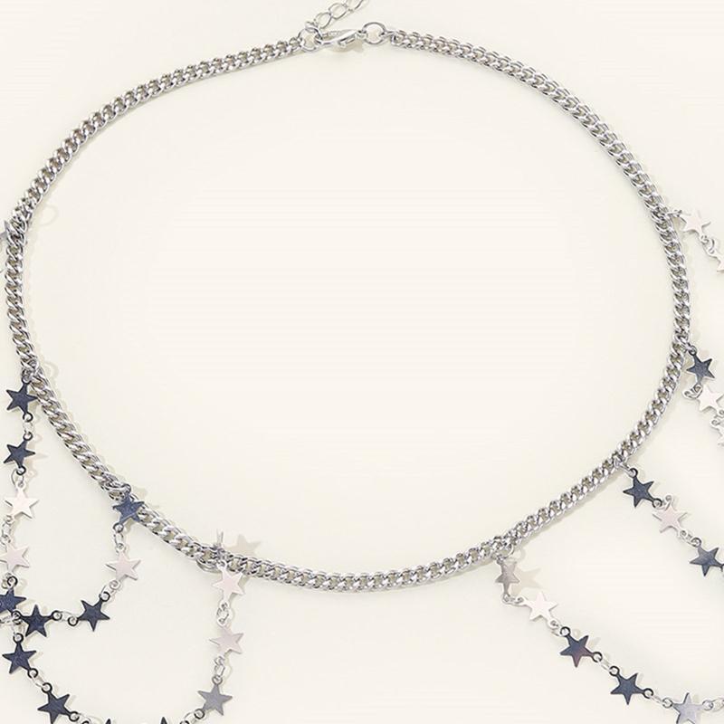 Solid Color Dangle Star Tassel Leg Harness Chain Gothic Thigh Chain for Bikini