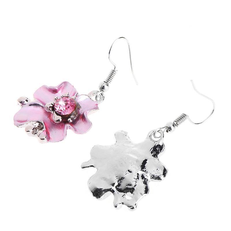 Women Necklace Jewelry Flower Pendant Earring Rhinestone Alloy Fashion Exquisite