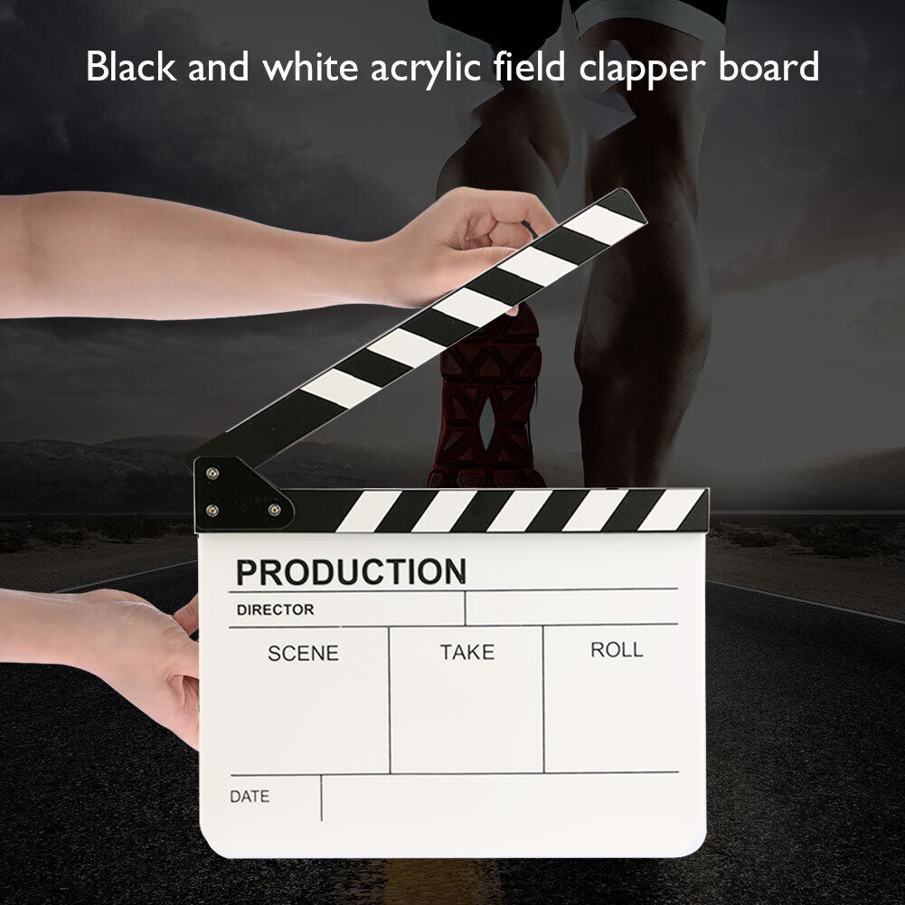 Movie Clap Board Film Slate Clapper Board with Eraser + Pen Black White