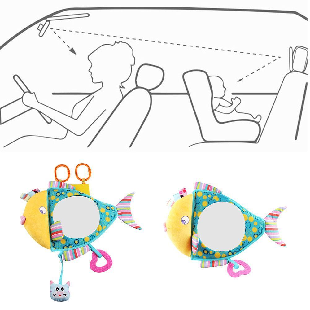 Adjustable Baby Car Back Seat Mirror Kids Fish Plush Safety View Monitor