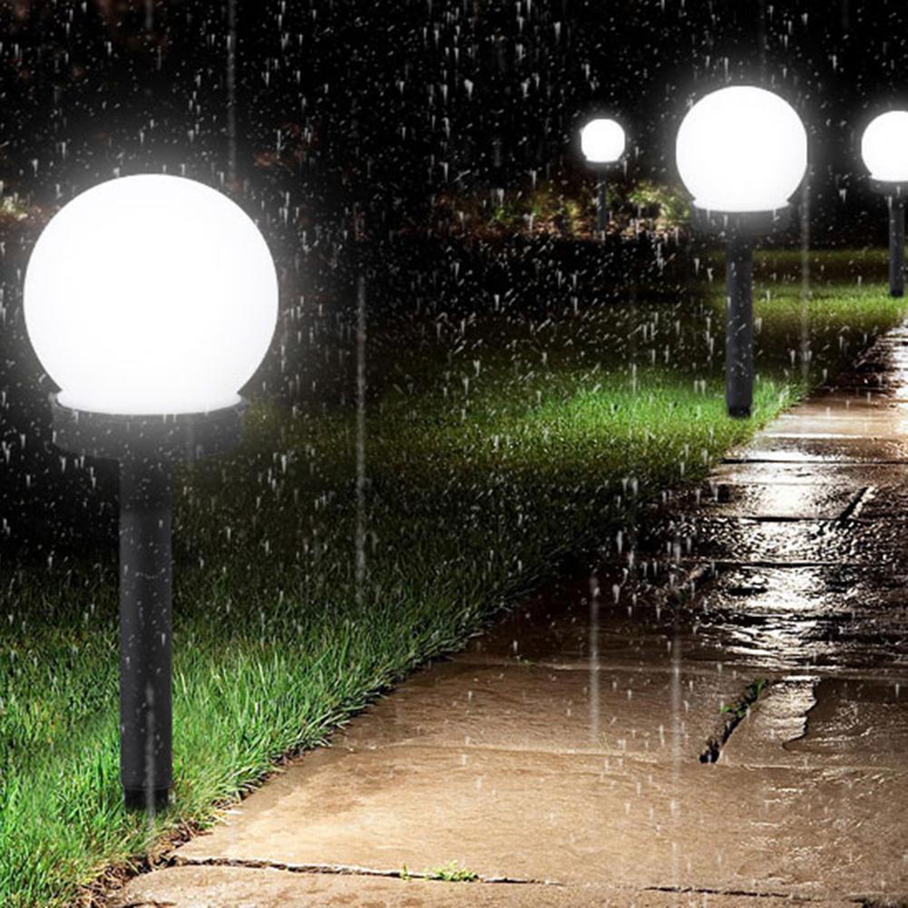 3pcs Waterproof LED Solar Round Bulb Lawn Lamps Spike Outdoor Garden Lights