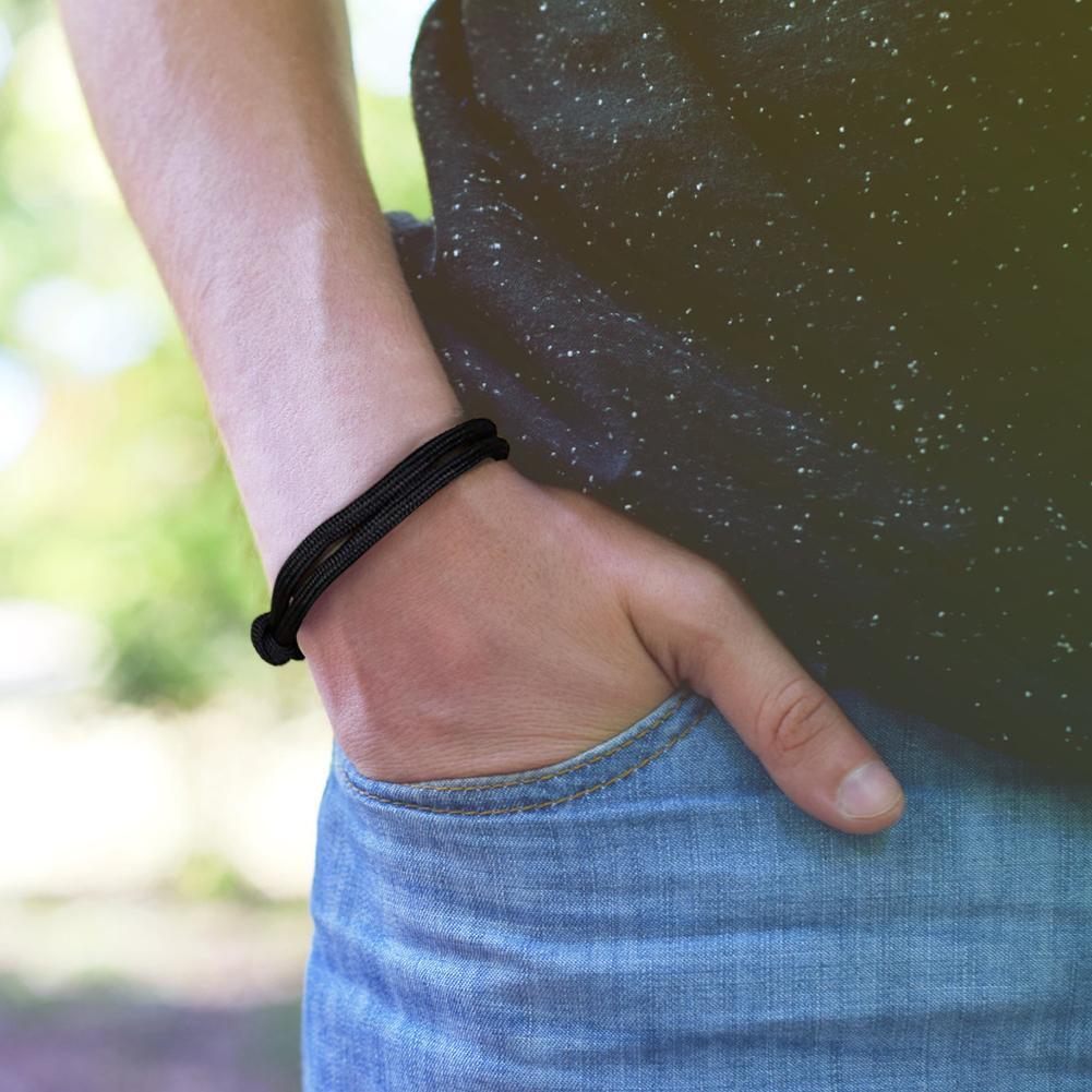 Braided Nautical Bracelet Adjustable String for Men Women Universal (Black)