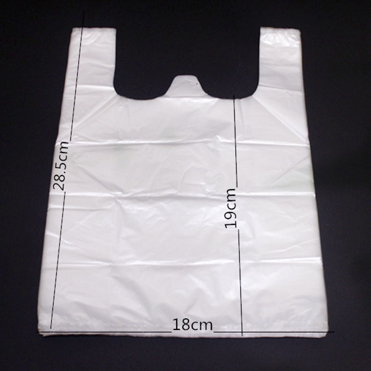 Carry Out Retail Supermarket Grocery White Plastic Shopping Bag 28.5x18cm 100Pcs