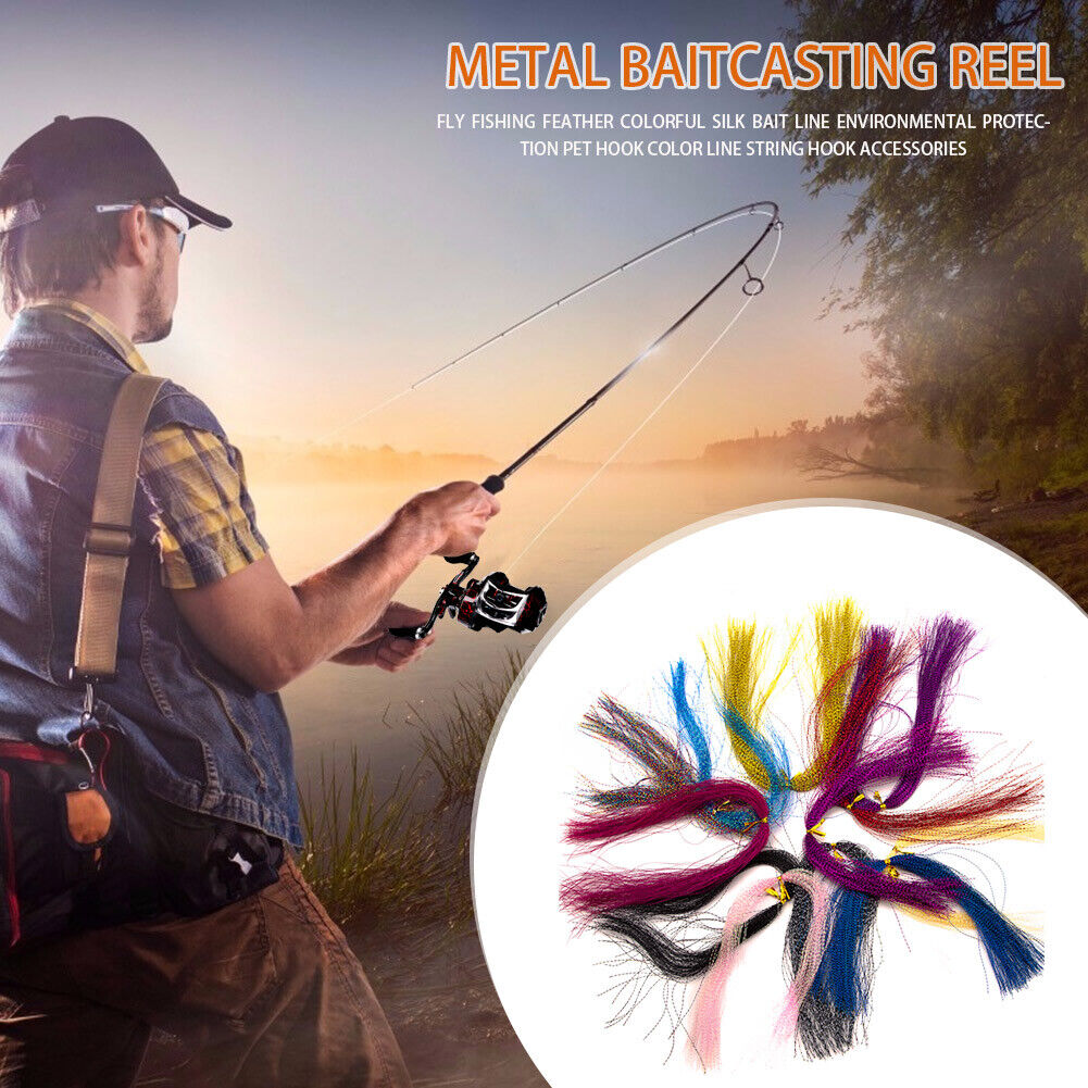 100pcs Fly Tying Material Fishing Tackle Silk Lure Feather Hook String Line
