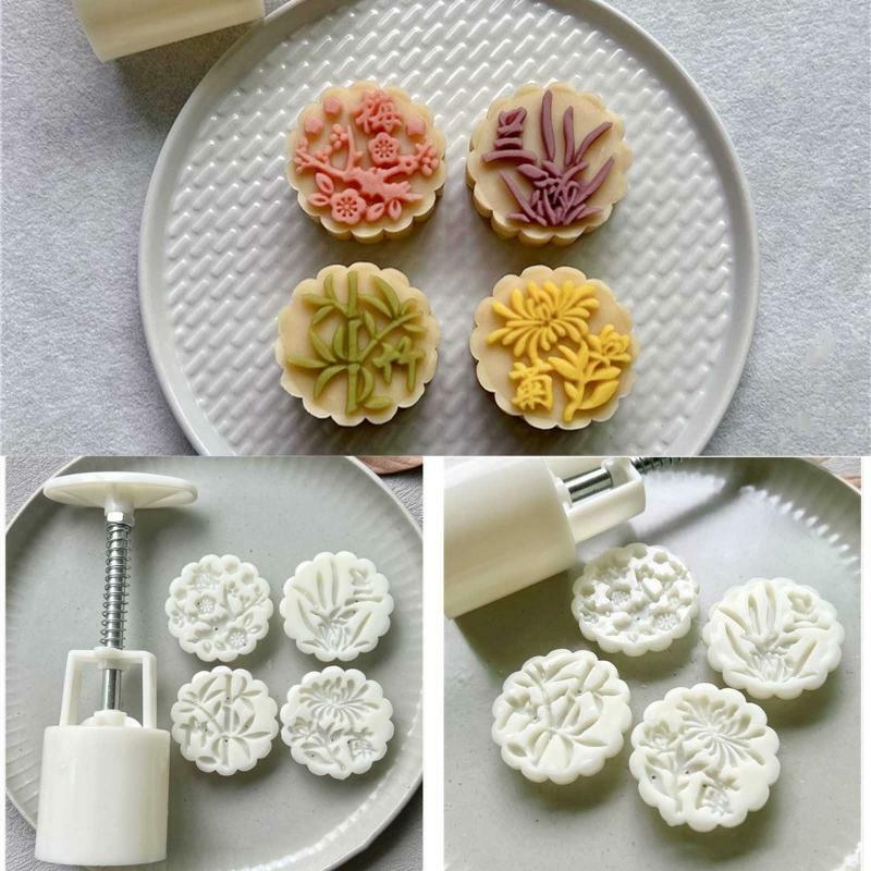50g Moon Cake Mold Set Festival DIY Hand Press Cookie Desserts Cutter Pastry