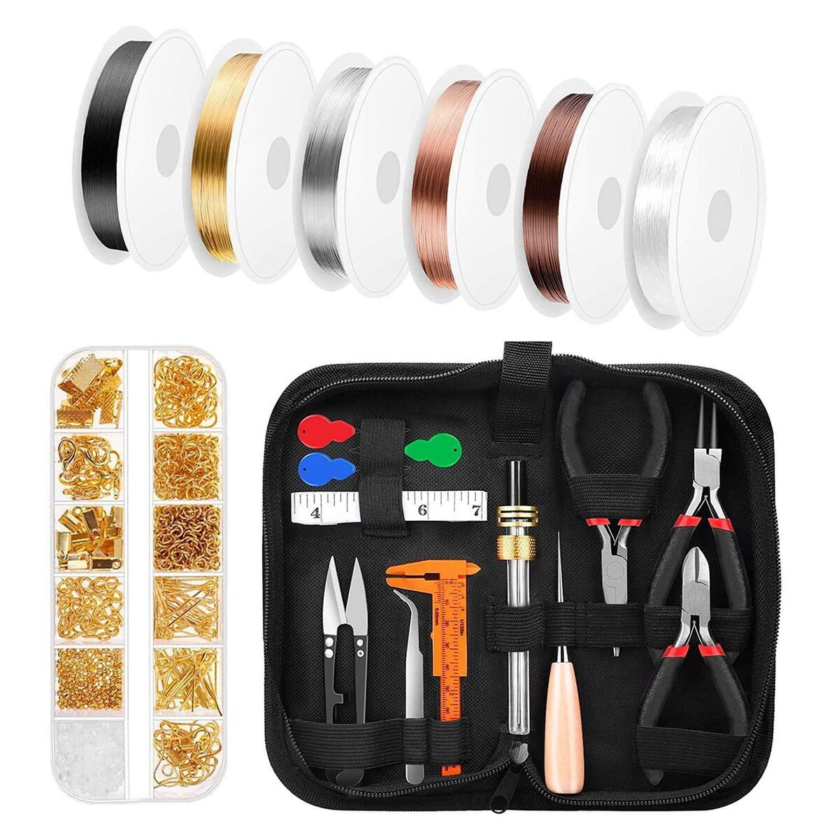Jewelry Making Kit DIY Beading Jewelry Wires  Rings Necklace Wooden Awl