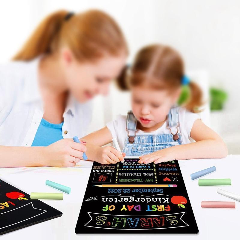 First & Last Days of School Chalkboard for Kid Boy Girl 10x12 Inch Double Sided