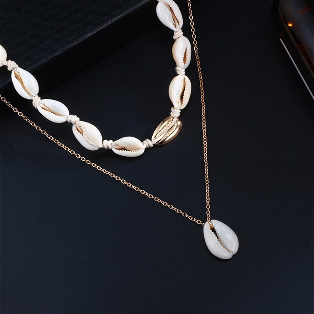 Choker Cowry Seashell Pendant Multilayer Shell Necklace Bohemian Beach Jewelry