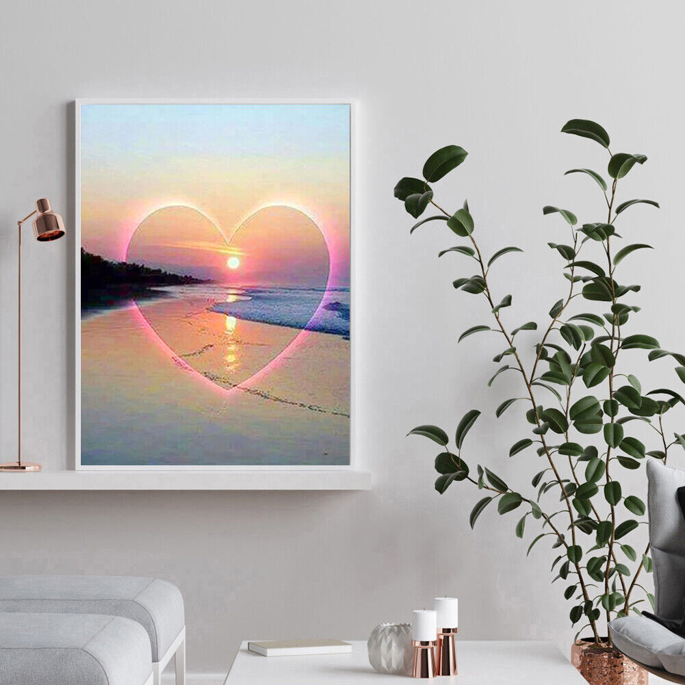 Full Round Drill Diamond Painting DIY Love Sunset Cross Stitch Embroidery