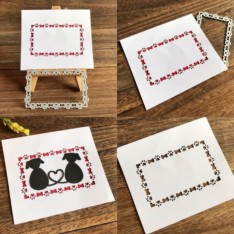 Rectangle Dog Paw Bone Metal Cutting Dies Stencil Scrapbooking DIY Album Stamp
