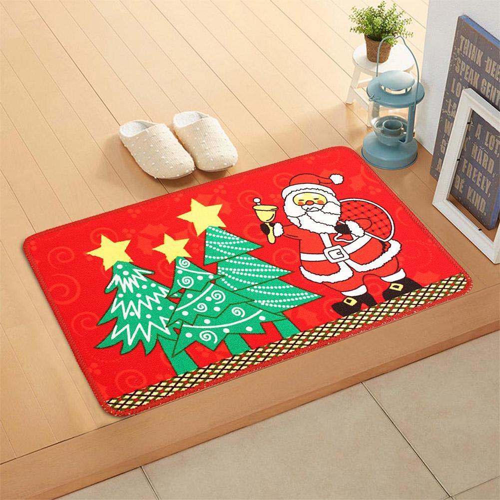 Christmas Santa Claus Tree Non Slip Water Absorbent Floor Rugs Carpet Mats