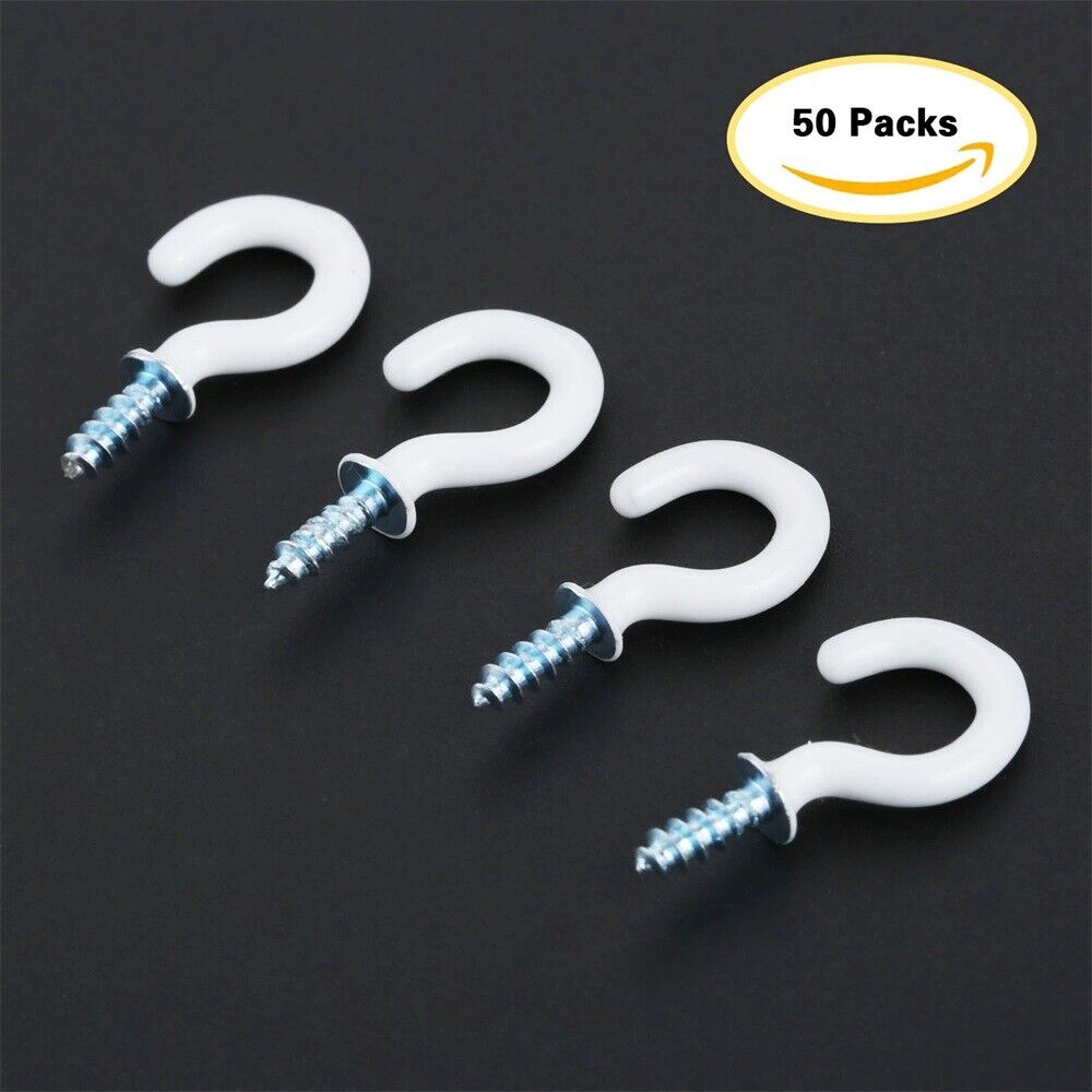 50Pcs 0.94" Strong Sharp Vinyl Coated Ceiling Hooks Space-saving Household Item