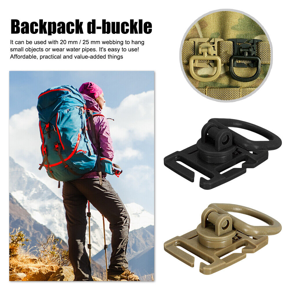 Rotatable D-ring Clips Buckle Molle Backpacks Carabiner Outdoor EDC Tool