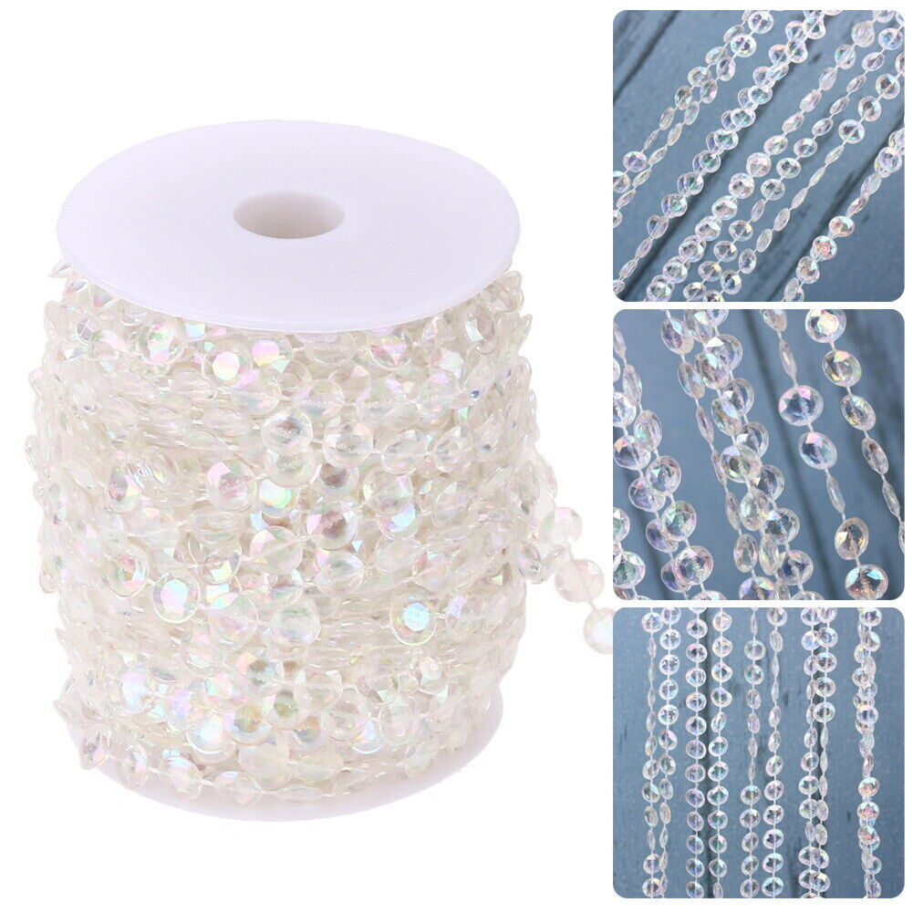 99FT Garland Diamond Acrylic Crystal Bead Curtain Wedding DIY Party Decor
